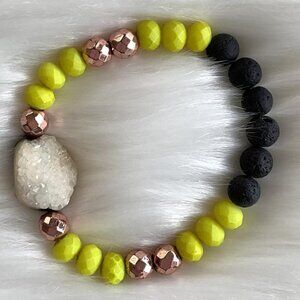 NEW YELLOW LAVA ROCK QUARTZ STONE DIFFUSER BRACELET